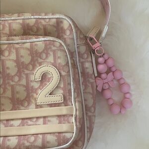 Pink bag charm/ Key chain with bow 🎀